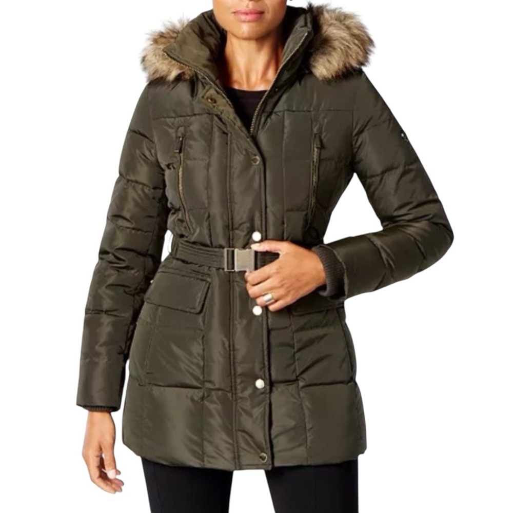 MICHAEL MICHAEL KORS GRENN DOWN FILLED BELTED WINTER JACKET
